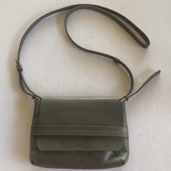 CLARE V Women’s Light Gray Leather Crossbody Bag - Picture 3 of 10